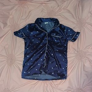 XS Navy blue, SWOMOG pajama button down top (worn once)